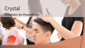  Presentation with probate - PPT theme having probate - professional hairdresser and trainees working background and a soft green colored foreground