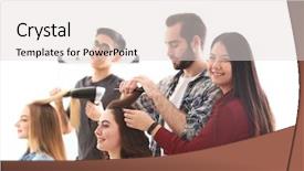  Presentation with probate - Amazing PPT theme having probate - professional hairdresser and trainees working backdrop and a  colored foreground