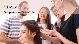  Presentation with apprenticeship - Cool new slide deck with probate - professional hairdresser and trainees working backdrop and a lemonade colored foreground