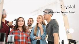  Presentation with probate - Presentation design consisting of probate - professional hairdresser and trainees working background and a white colored foreground