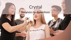  Presentation with apprenticeship - Slide set with probate - professional hairdresser and trainees working background and a lemonade colored foreground