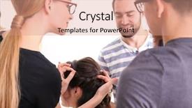  Presentation with apprenticeship - PPT layouts consisting of probate - professional hairdresser and trainees working background and a  colored foreground