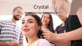  Presentation with probate - PPT theme having probate - professional hairdresser and trainees working background and a  colored foreground