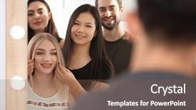  Presentation with professional - Beautiful PPT theme featuring probate - professional hairdresser and trainees working backdrop and a tawny brown colored foreground