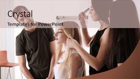  Presentation with probate - Cool new theme with probate - professional hairdresser and trainees working backdrop and a mint green colored foreground