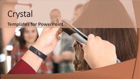  Presentation with probate - Colorful PPT layouts enhanced with probate - professional hairdresser working with client backdrop and a  colored foreground