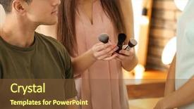  Presentation with makeup artist - Presentation enhanced with probate - professional makeup artist teaching trainee background and a tawny brown colored foreground