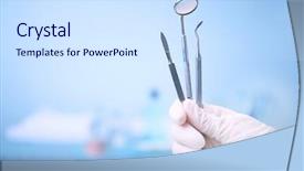  Presentation with dentist - Colorful presentation design enhanced with probe - dentist holding set of medical backdrop and a sky blue colored foreground