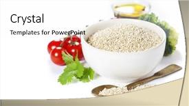  Presentation with probiotic - Colorful slides enhanced with probiotic - bowl of healthy white quinoa backdrop and a white colored foreground