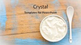  Presentation with yogurt - PPT layouts having probiotic - live organic greek yogurt background and a coral colored foreground