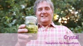  Presentation with refrigerator - Audience pleasing presentation design consisting of probiotic - man holding refrigerator cucumber pickles backdrop and a pink colored foreground