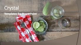  Presentation with refrigerator - PPT theme with probiotic - overhead flat lay image background and a gray colored foreground