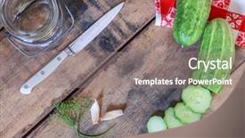  Presentation with cucumbers - Presentation consisting of probiotic - overhead flat lay image background and a gray colored foreground