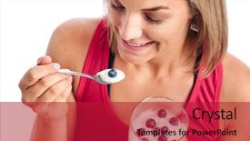  Presentation with probiotic yogurt - Slide deck consisting of probiotic - portrait of woman enjoying eating background and a crimson colored foreground