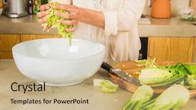  Presentation with preserved - Audience pleasing PPT theme consisting of probiotic - preparing fermented preserved vegetables cabbage backdrop and a coral colored foreground