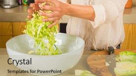  Presentation with preserved - Slide deck featuring probiotic - preparing fermented preserved vegetables cabbage background and a mint green colored foreground