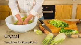  Presentation with kimchi - Amazing PPT theme having probiotic - preparing fermented preserved vegetables cabbage backdrop and a coral colored foreground