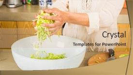  Presentation with preserved - Slide set consisting of probiotic - preparing fermented preserved vegetables cabbage background and a lemonade colored foreground