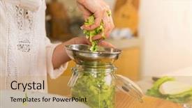  Presentation with preserved - Theme consisting of probiotic - preparing fermented preserved vegetables jars background and a coral colored foreground
