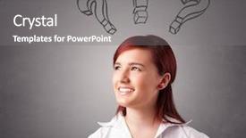  Presentation with questions question marks idea - Slide set with probl mes - beautiful young lady thinking background and a gray colored foreground