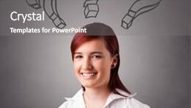  Presentation with questions question marks idea - Slides featuring probl mes - beautiful young lady thinking background and a gray colored foreground