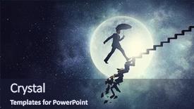  Presentation with night sky aviation moon - Cool new slide deck with probl mes - businessman in night sky mixed backdrop and a wine colored foreground