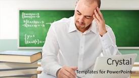  Presentation with classroom management strategies - Presentation having probl mes - portrait of stressed student background and a  colored foreground