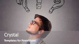  Presentation with question marks - Beautiful slide deck featuring probl mes - young man standing and thinking backdrop and a gray colored foreground