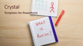  Presentation with autism - Audience pleasing presentation theme consisting of problem definition - notebook with phrase what is backdrop and a  colored foreground