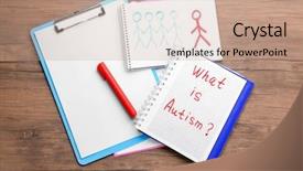 Presentation with autism - Presentation theme enhanced with problem definition - notebook with phrase what is background and a  colored foreground