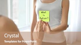  Presentation with autism - Presentation having problem definition - woman sticking note with question background and a  colored foreground