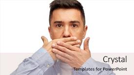  Presentation with hand palm - Colorful PPT layouts enhanced with problem emotion sorrow and people backdrop and a soft green colored foreground