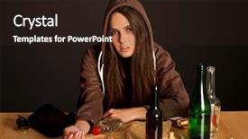  Presentation with drinking problem - Colorful slides enhanced with problem female drinking is cause backdrop and a wine colored foreground