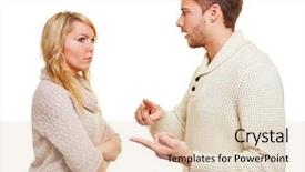  Presentation with minimalist interpersonal relationship - Slides featuring problem list - angry wan discussing with his background and a lemonade colored foreground