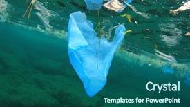 Presentation with plastic pollution - Amazing PPT theme having problem of plastic rubbish pollution backdrop and a ocean colored foreground