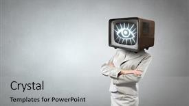  Presentation with television media - PPT layouts having problem-of-television-addiction-mixed background and a light gray colored foreground