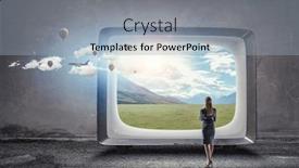  Presentation with television media - Amazing presentation theme having old computer - problem of television addiction mixed backdrop and a light gray colored foreground