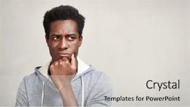  Presentation with man wear black suit - Slide set having problem resolution - thinking black man background and a light gray colored foreground