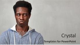  Presentation with black man - Colorful presentation theme enhanced with problem resolution - thinking black man backdrop and a light gray colored foreground