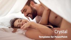  Presentation with love - Slide deck consisting of problem slover - happy young lovers making love background and a coral colored foreground