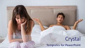  Presentation with man and woman divorce drawing - Slide deck enhanced with problem slover - woman and man background and a sky blue colored foreground