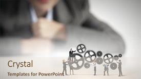  Presentation with team - Slides with problem solver - businesswoman looking at team background and a lemonade colored foreground