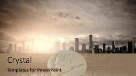  Presentation with human brain - Audience pleasing slide deck consisting of problem solver - huge human brain and many backdrop and a  colored foreground