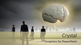  Presentation with human brain - Audience pleasing presentation design consisting of problem solver - huge human brain and many backdrop and a mint green colored foreground