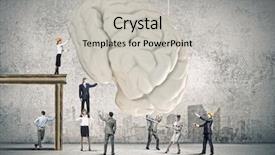  Presentation with human brain - Slide set enhanced with problem solver - huge human brain and many background and a light gray colored foreground