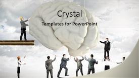  Presentation with human brain - Audience pleasing presentation theme consisting of problem solver - huge human brain and many backdrop and a  colored foreground