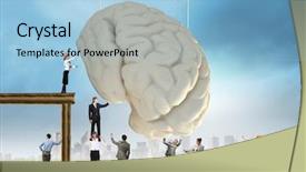  Presentation with human brain - Audience pleasing presentation theme consisting of problem solver - huge human brain and many backdrop and a  colored foreground