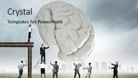  Presentation with human brain - Slides enhanced with problem solver - huge human brain and many background and a lemonade colored foreground