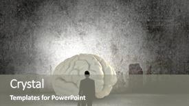  Presentation with 3d brain model - Audience pleasing slides consisting of problem solver - rear view of businessman looking backdrop and a  colored foreground