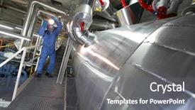  Presentation with tech - Colorful presentation enhanced with problem solver - technician in mask with torch backdrop and a gray colored foreground